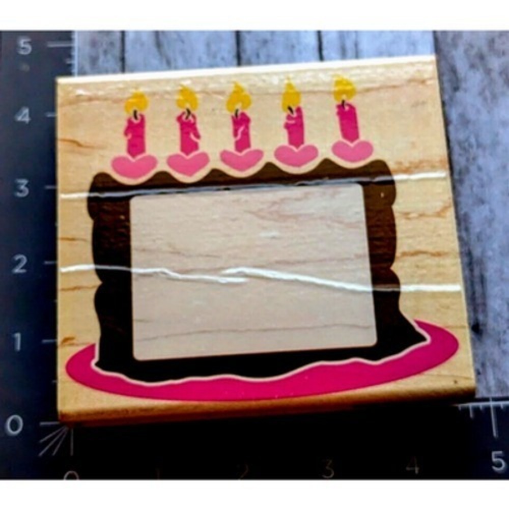 Rubber Stampede Birthday Cake Frame Z794G Rubber Stamp Wood #D3